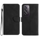 For OPPO Reno12 5G Global Stitching Embossed Leather Phone Case(Black) - 1