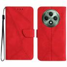 For OPPO Reno12 F 5G Global Stitching Embossed Leather Phone Case(Red) - 1