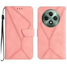 For OPPO Reno12 F 5G Global Stitching Embossed Leather Phone Case(Pink) - 1