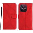 For OPPO A3x India Stitching Embossed Leather Phone Case(Red) - 1