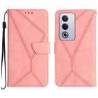 For OPPO A3 Pro 5G India / K12x 5G Global Stitching Embossed Leather Phone Case(Pink) - 1