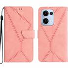 For OPPO Reno13 Global Stitching Embossed Leather Phone Case(Pink) - 1
