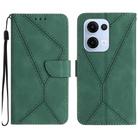 For OPPO Reno13 Global Stitching Embossed Leather Phone Case(Green) - 1
