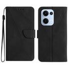 For OPPO Reno13 Global Stitching Embossed Leather Phone Case(Black) - 1