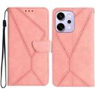 For OPPO Reno14 5G Global Stitching Embossed Leather Phone Case(Pink) - 1
