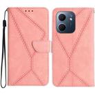 For OPPO A5x 4G Global / 5G Global Stitching Embossed Leather Phone Case(Pink) - 1