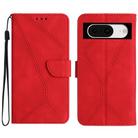 For Google Pixel 8a Stitching Embossed Leather Phone Case(Red) - 1