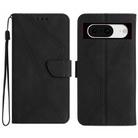 For Google Pixel 8a Stitching Embossed Leather Phone Case(Black) - 1