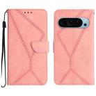 For Google Pixel 9 Pro Stitching Embossed Leather Phone Case(Pink) - 1