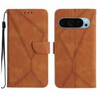 For Google Pixel 9 Pro Stitching Embossed Leather Phone Case(Brown) - 1