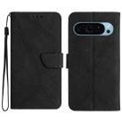 For Google Pixel 9 Pro Stitching Embossed Leather Phone Case(Black) - 1