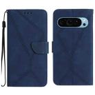 For Google Pixel 9 Pro Stitching Embossed Leather Phone Case(Blue) - 1