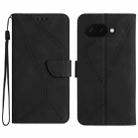 For Google Pixel 9a Stitching Embossed Leather Phone Case(Black) - 1