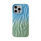 For iPhone 14 Pro Max Wrinkle Gradient Oily Feel TPU Phone Case(Blue Green) - 1