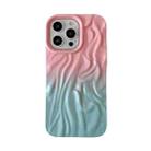 For iPhone 14 Pro Wrinkle Gradient Oily Feel TPU Phone Case(Pink Green) - 1