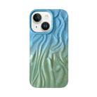 For iPhone 14 Wrinkle Gradient Oily Feel TPU Phone Case(Blue Green) - 1