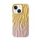 For iPhone 14 Wrinkle Gradient Oily Feel TPU Phone Case(Yellow Pink) - 1