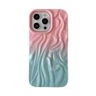 For iPhone 13 Pro Max Wrinkle Gradient Oily Feel TPU Phone Case(Pink Green) - 1