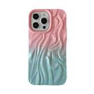 For iPhone 13 Pro Wrinkle Gradient Oily Feel TPU Phone Case(Pink Green) - 1