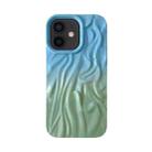 For iPhone 12 Wrinkle Gradient Oily Feel TPU Phone Case(Blue Green) - 1