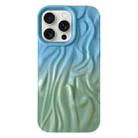 For iPhone 15 Pro Wrinkle Gradient Oily Feel TPU Phone Case(Blue Green) - 1