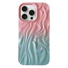 For iPhone 15 Pro Wrinkle Gradient Oily Feel TPU Phone Case(Pink Green) - 1