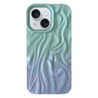 For iPhone 15 Plus Wrinkle Gradient Oily Feel TPU Phone Case(Green Purple) - 1