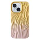 For iPhone 15 Plus Wrinkle Gradient Oily Feel TPU Phone Case(Yellow Pink) - 1