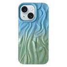 For iPhone 15 Wrinkle Gradient Oily Feel TPU Phone Case(Blue Green) - 1