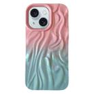 For iPhone 15 Wrinkle Gradient Oily Feel TPU Phone Case(Pink Green) - 1