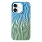 For iPhone 16 Wrinkle Gradient Oily Feel TPU Phone Case(Blue Green) - 1