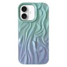 For iPhone 16 Wrinkle Gradient Oily Feel TPU Phone Case(Green Purple) - 1