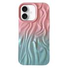 For iPhone 16 Wrinkle Gradient Oily Feel TPU Phone Case(Pink Green) - 1