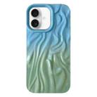 For iPhone 16 Plus Wrinkle Gradient Oily Feel TPU Phone Case(Blue Green) - 1