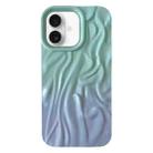 For iPhone 16 Plus Wrinkle Gradient Oily Feel TPU Phone Case(Green Purple) - 1