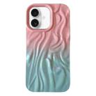 For iPhone 16 Plus Wrinkle Gradient Oily Feel TPU Phone Case(Pink Green) - 1