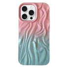 For iPhone 16 Pro Max Wrinkle Gradient Oily Feel TPU Phone Case(Pink Green) - 1