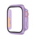 For Apple Watch Series 9 / 8 / 7 45mm Tempered Film Hybrid PC Integrated Watch Case(Light Purple Orange) - 1