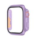 For Apple Watch Series 6 / 5 / 4 / SE 44mm Tempered Film Hybrid PC Integrated Watch Case(Light Purple Orange) - 1