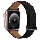 For Apple Watch Ultra 49mm Reverse Buckle Magnetic Silicone Watch Band(Black Buckle Black Brown) - 1