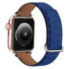 For Apple Watch 8 41mm Reverse Buckle Magnetic Silicone Watch Band(Silver Buckle Blue) - 1