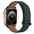 For Apple Watch 8 41mm Reverse Buckle Magnetic Silicone Watch Band(Black Buckle Green Brown) - 1