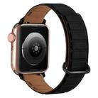 For Apple Watch 8 45mm  Reverse Buckle Magnetic Silicone Watch Band(Black Buckle Black Brown) - 1