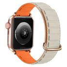 For Apple Watch 8 45mm  Reverse Buckle Magnetic Silicone Watch Band(Rose Buckle Starlight Orange) - 1