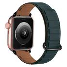 For Apple Watch SE 2022 44mm Reverse Buckle Magnetic Silicone Watch Band(Black Buckle Green Brown) - 1