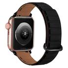 For Apple Watch SE 2022 44mm Reverse Buckle Magnetic Silicone Watch Band(Black Buckle Black Brown) - 1