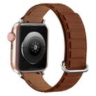 For Apple Watch SE 40mm Reverse Buckle Magnetic Silicone Watch Band(Silver Buckle Brown) - 1