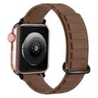 For Apple Watch SE 44mm Reverse Buckle Magnetic Silicone Watch Band(Black Buckle Coffee) - 1