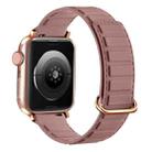 For Apple Watch 5 44mm Reverse Buckle Magnetic Silicone Watch Band(Rose Buckle Rouge) - 1