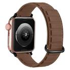 For Apple Watch 9 41mm Reverse Buckle Magnetic Silicone Watch Band(Black Buckle Coffee) - 1